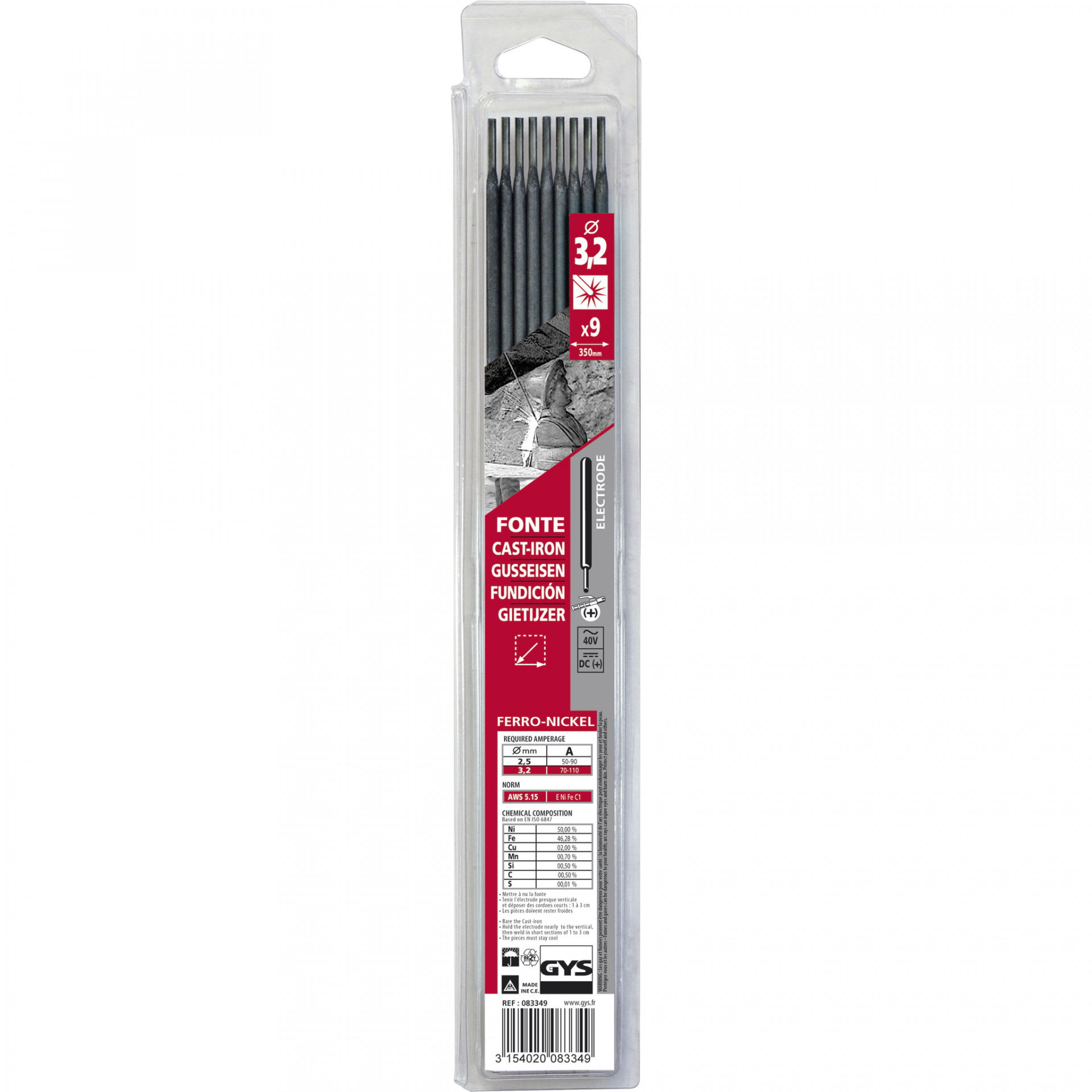 GYS FONTE öntvény hegesztő elektróda, 3.2 mm, 9 szál/csomag termék fő termékképe