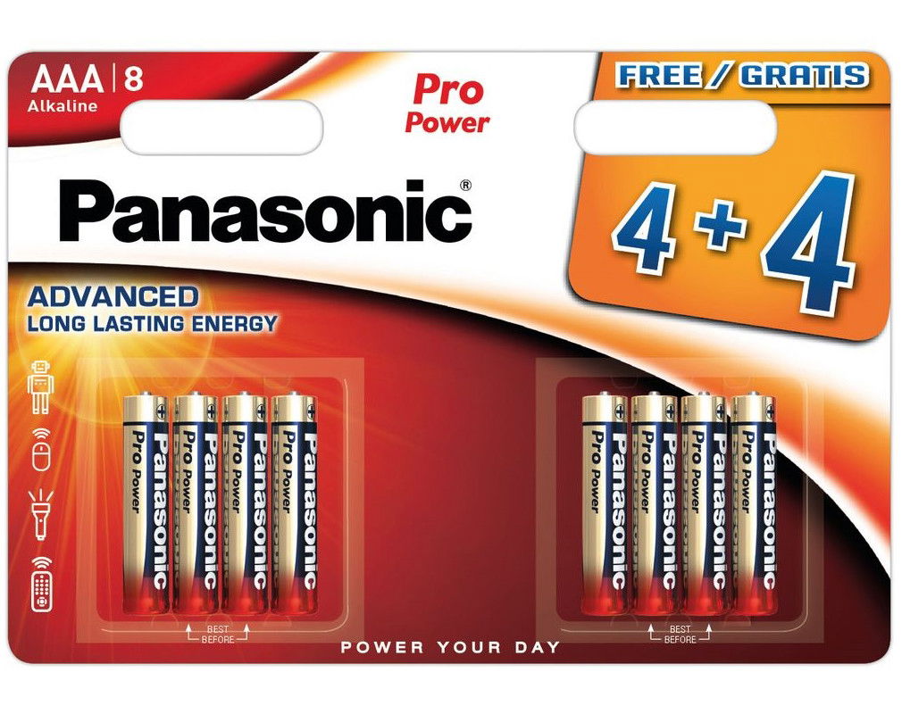 Panasonic LR03PPG-8BW PRO POWER alkáli tartós elem, AAA (micro), 8 db/bliszter termék fő termékképe
