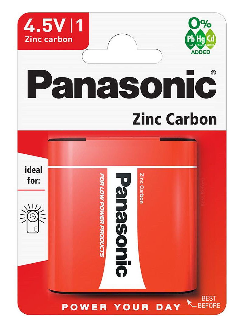 Panasonic 3R12R-1BP RED ZINC féltartós elem, 4.5 V-os lapos, 1 db/bliszter termék fő termékképe