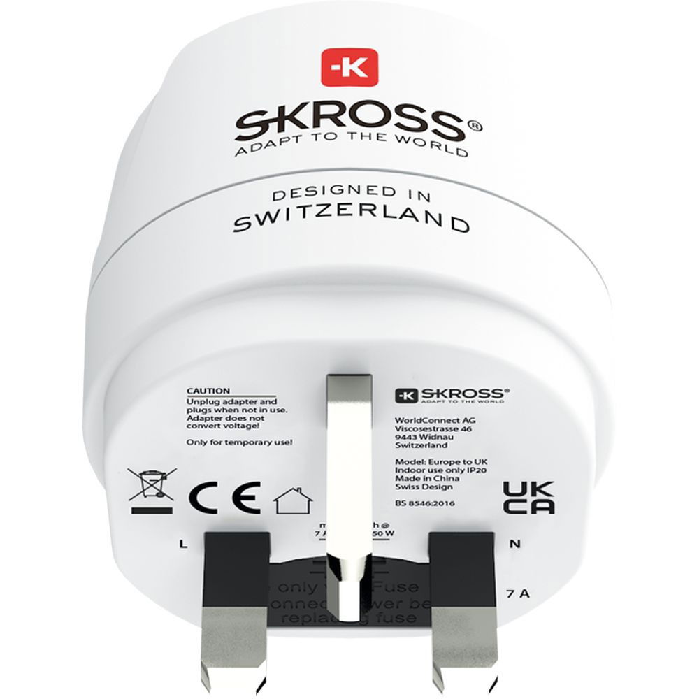 Skross Hálózati csatlakozó átalakító Európából az Egyesült Királyságba utazóknak, földelt termék fő termékképe